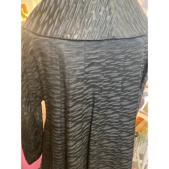 vintage 1950s black swing coat trapeze timeless shawl collar rhinestone maisel m - Picture 9 of 9